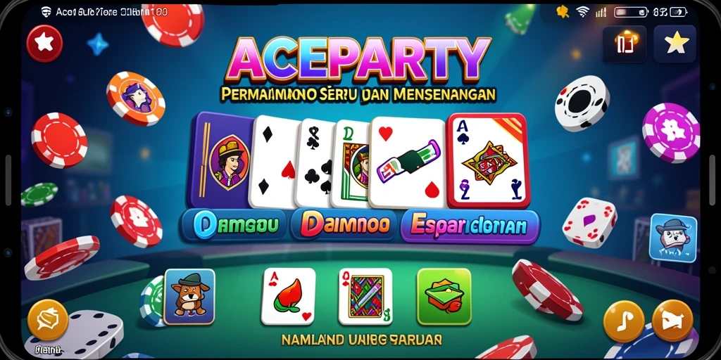 Screenshot gameplay utama ACEPARTY menunjukkan keseruan bermain domino.
