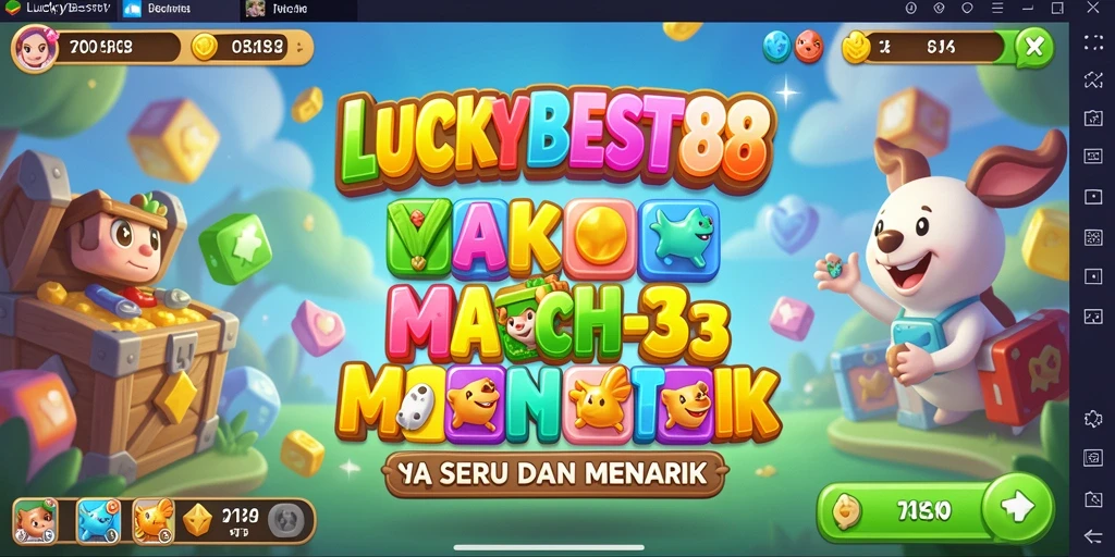 Gameplay seru LUCKYBEST88 dengan tantangan Match-3 yang menarik.