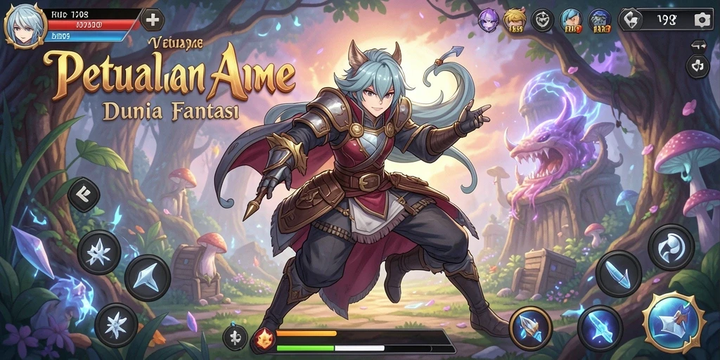 Tampilan gameplay V98 yang memukau dalam dunia Anime.