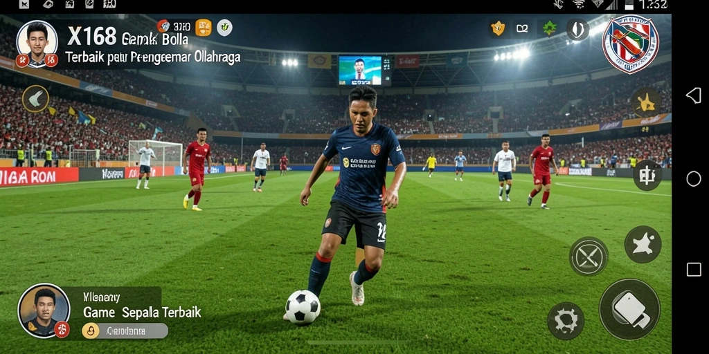 Screenshot utama X168 menampilkan aksi mendebarkan dalam permainan sepak bola.